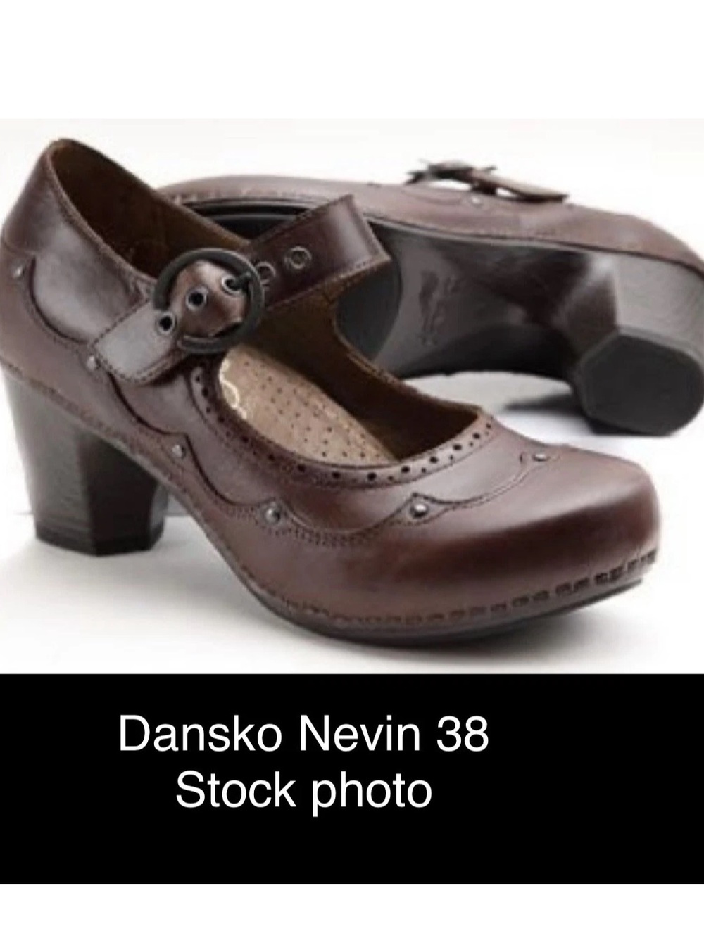EUC Dansko Nevin 38 7.5 Leather Heels Clogs Shoes Steampunk Studded Mary Jane